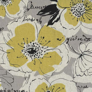 Floral Linen Grey/Yellow