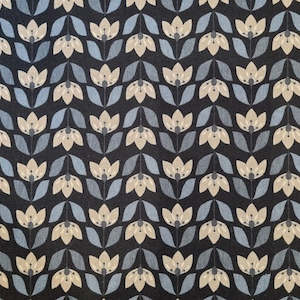 Linen Cotton Fabric: Rinkai Black Flowers