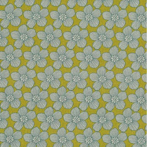 Linen Cotton Fabric: Niseko - Flowers Lime