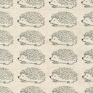 Linen Cotton Fabric: Sevenberry Cotton Flax Prints - Hedgehogs Natural