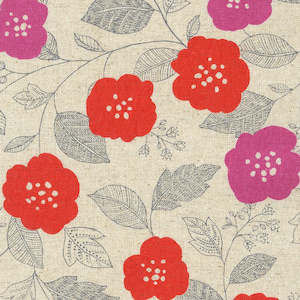Sevenberry Cotton Flax Prints - Red