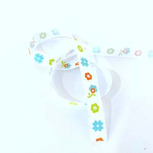 Ribbon - Flowers on White - 5/8"