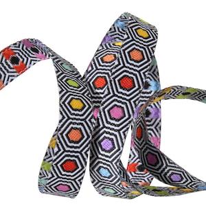 Ribbons Trims: Ribbon - Hexy Rainbow-Tula Pink Linework 3/8"