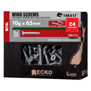 Metal Winged Screw 10G 65mm C4 Galv – 100 pack