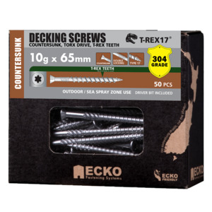 Decking Screw 10G 65mm 304 S/Steel – 50 pack