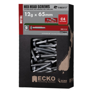 Fixings: HEX Head Screw 12G 65mm C4 Galv NEO – 100 pack