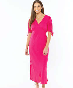 Dress: Leila + Luca Smart Dress - Hot Pink Linen