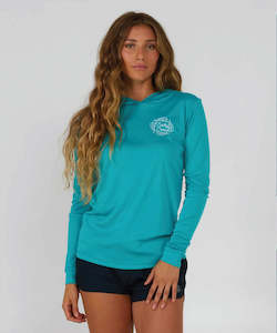 T-Shirt: Salty Crew Drawn In Circles Hood Sun-shirt - Sea Green