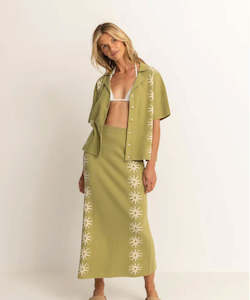 Womens Skirts: Rhythm Horizon Knit Midi Skirt - Palm