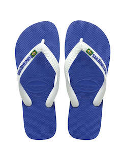 Womens Jandals Sandals Sliders: Havaianas Brazil Logo Jandals - Marine Blue