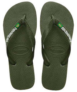 Mens Jandals: Havaianas Brazil Logo Jandals - Moss / Moss