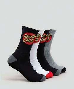 Mens Socks: Santa Cruz Mens Classic Dot 4 Pack Socks - Multi