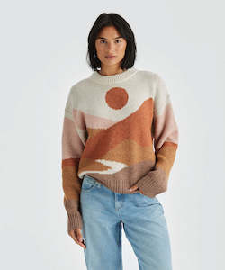 Womens Knitwear Jumpers: Wrangler Through Valleys Knit - Sepia