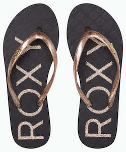 Womens Footwear: Roxy - Girls Viva Sparkle Sandals - Black / Gold