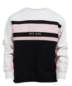 Girls Hoodies Sweats Jumpers: Eve Girl Base Contrast Crew - Vintage White