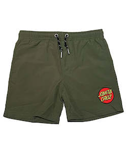 Boys Shorts: Santa Cruz Youth Classic Dot Cruzier Beach Short - Olive Green