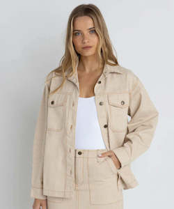 Womens Coats Jackets Vests: Rhythm Willa Stripe Jacket - Sand