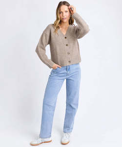 Womens Knitwear Jumpers: Foxwood Jensen Cardi - Mushroom