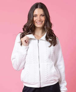 Womens Hoodies Sweatshirts: Charlo Jacky Zip-Up Sweater White