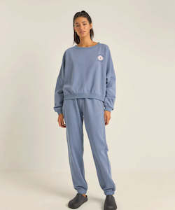 Womens Hoodies Sweatshirts: Rhythm Washed Out Slouch Fleece - Washed Navy