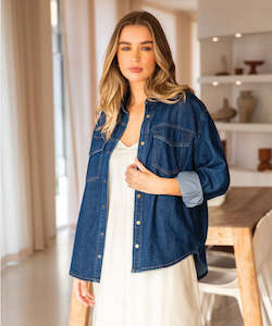 Womens Coats Jackets Vests: Foxwood Daisy Over Shirt - Denim