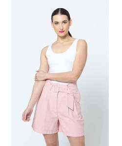 Womens Skirts: Seeking Lola Georgie Pleated Shorts - Gelato Linen