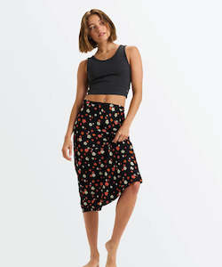 Womens Skirts: Roxy Shelly beach Midi Skirt - Anthracite sunny days