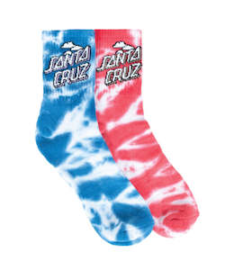 Santa Cruz Womens Cliff View Stack Sock 2Pk - Blue Tie Dye