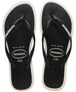 Womens Jandals Sandals Sliders: Havaianas Slim Print Frame 0133 - Black/White