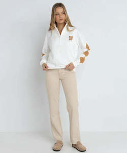 Womens Hoodies Sweatshirts: Rhythm Solitude 1/4 Zip Fleece - Vintage White