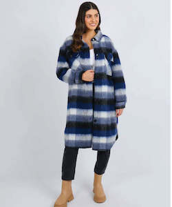 Womens Coats Jackets Vests: Foxwood Nellie Shacket - Navy Check