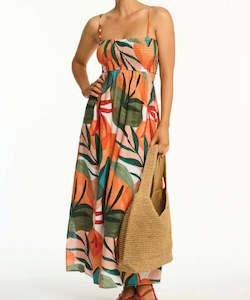 Sea Level Tropaluxe Cutaway Bandeau Dress - Khaiki