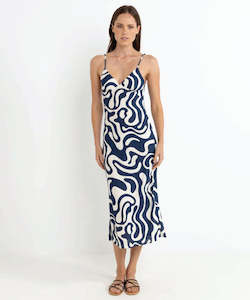 Rhythm Waverly Bias Cut Midi Dress - Ink