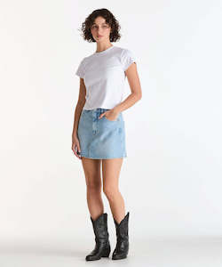 Womens Skirts: Wrangler Repair Mini Skirt - Blue Tour