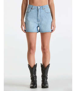 Womens Shorts: Wrangler Hi Bells Shorts - Blue Tour