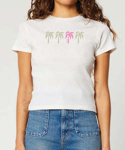 Sisstrevolution Under The Palms Baby SS Knit Tee - Vintage White