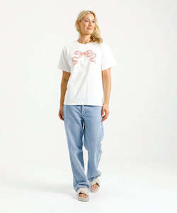 Womens T Shirts Tees: Homelee Chris Tee - White Blossom Berry Bow