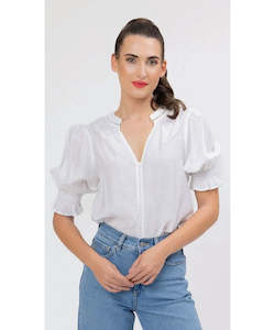 Womens Tops Shirts Blouses: Seeking Lola Addyson Top - White texture