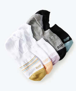 Womens Socks: Rip Curl Invisi Sock Womens 5Pk - Multico
