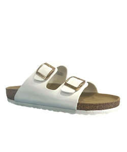 Womens Footwear: Neckermann Sandal - White/Gold Buckle