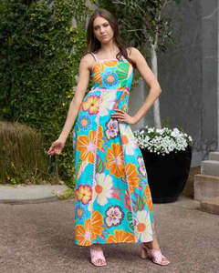 Charlo Poppy Maxi Dress - Teal Floral