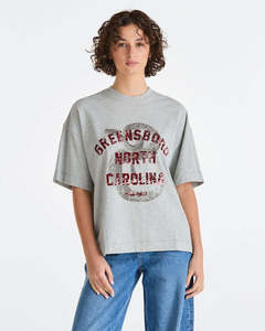 Womens T Shirts Tees: Wrangler Rattled Boxed Tee - Mid Grey Marle