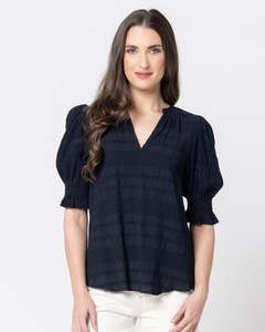 Seeking Lola Carefree Butterfly Top - Navy