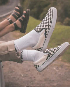 Vans Classic Slip On Shoes - Black / White Checker