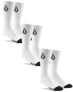 Mens Accessories: Volcom Full Stone Sock 9-12 3Pk - White