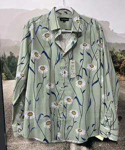Mechmoto Stretch Daisy Print Shirt - Green