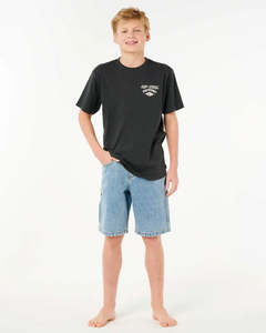 Youth 1: Rip Curl Boys Hyped Up Denim Walkshort - Washed Blue