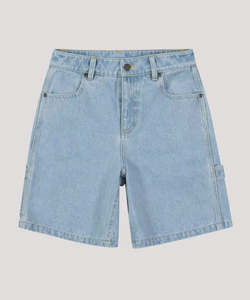 Santa Cruz Checker Heart Dot Carpenter Jean Shorts - Light Washed Indigo