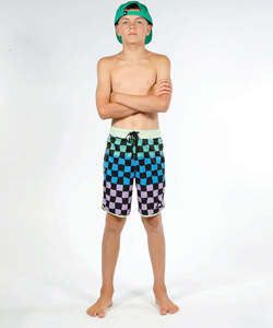 Boys Shorts: Hello Stranger Super Long Board Shorts - Multi Check