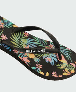 Girls Boys Jandals: Billabong Girls In Da Jungle Thong - Black